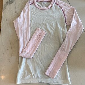 lululemon athletica Pink and pale gray Long Sleeve Top